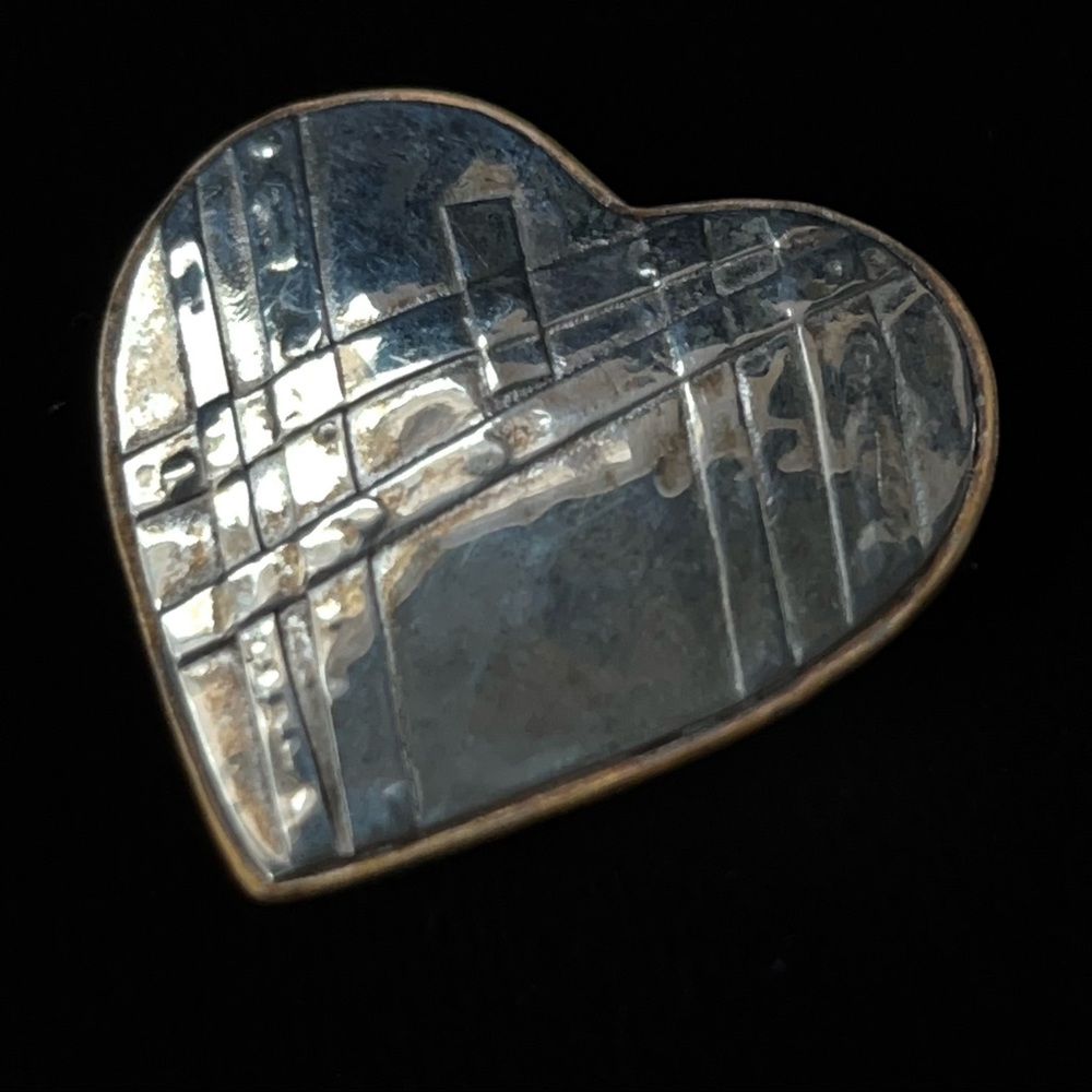 Sterling Silver & Brass Handmade “Wrapped Heart” Pin Brooch